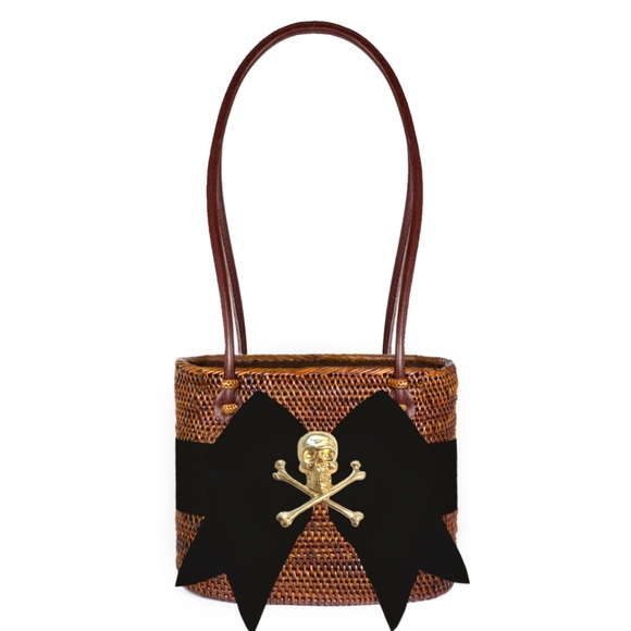 Lisi Lerch Handbags - Lisi Lerch Charlotte Medium Tote - handbag chocolate w/ black ribbon and skull